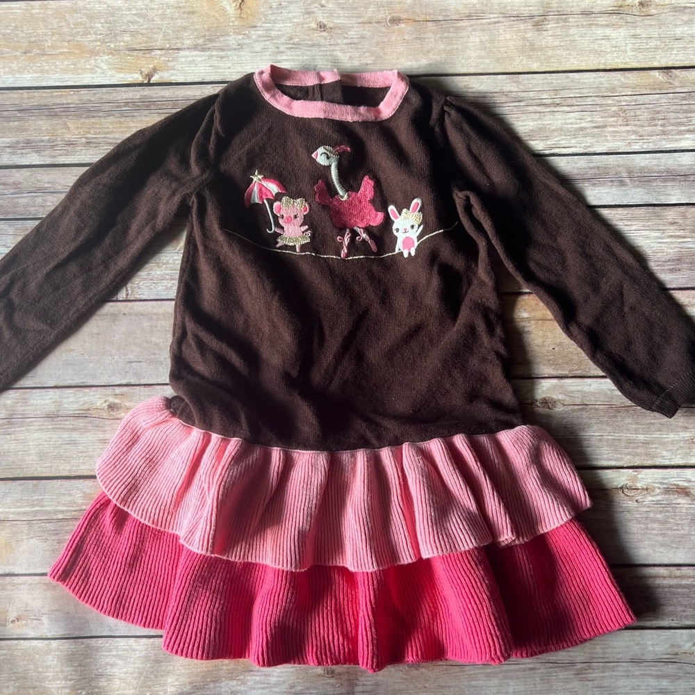 Flamingo and bunny design sweater dress